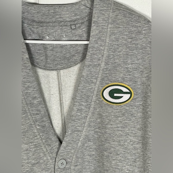 Antigua Men's Green Bay Packers Heather Gray Victory Button-Up Cardigan Large - Picture 4 of 10